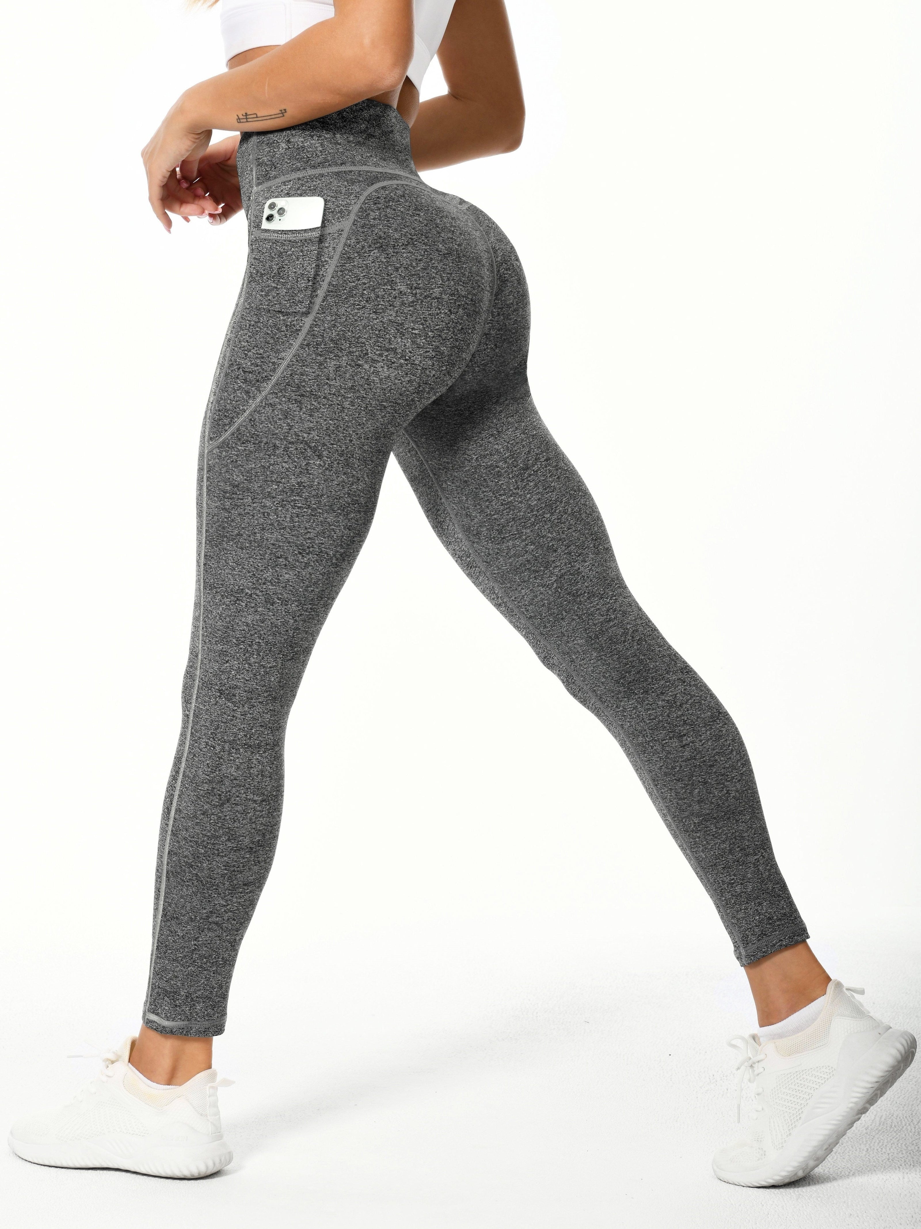 WW | Weiche Dehnbare Damen Sportleggings Mit Pohebehebung Und Taschen