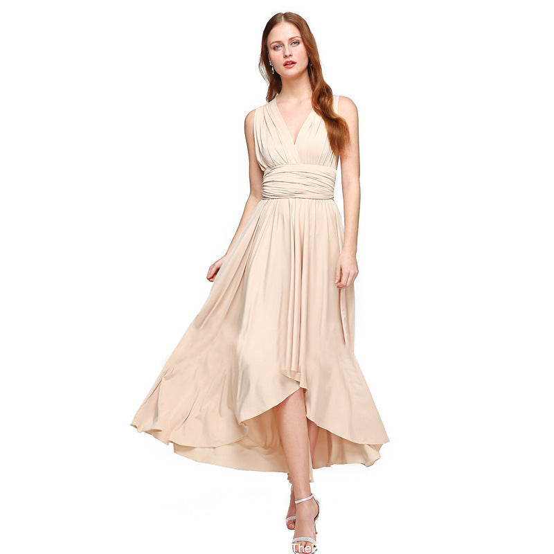 Damen Elegantes Maxikleid mit Wickeloptik und asymmetrischem Saum WW