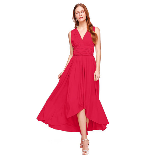 Damen Elegantes Maxikleid mit Wickeloptik und asymmetrischem Saum WW