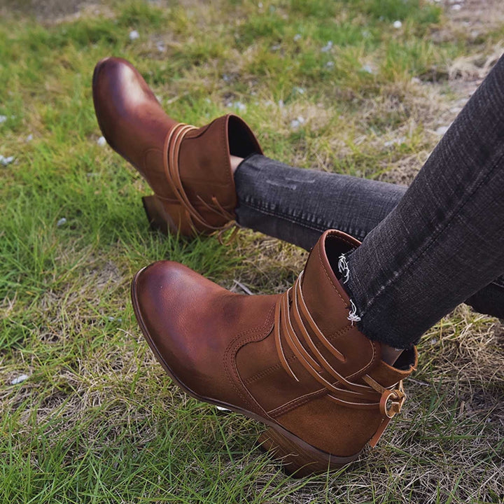 Damen Stiefel Vintage Schnürung