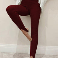 WW | Freizeit Herbst Gerippte Mittel-hohe Leggings für Frauen