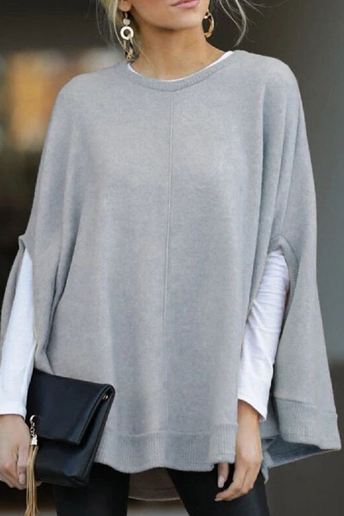 WW | Rosiedress Rundhals Batwing Ärmel Umhang Top