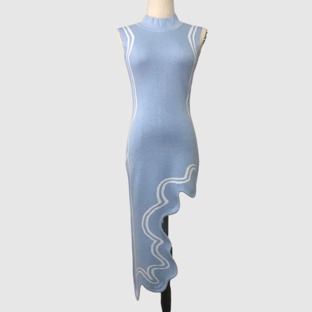 W&W Mode | Ärmelloses Kleid mit Kontrastpaspelierung