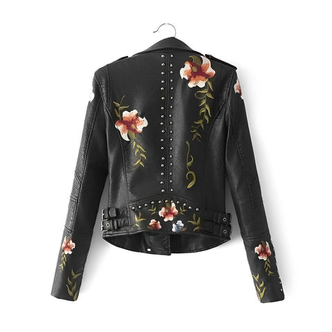 WW | Lederjacke mit Stickerei