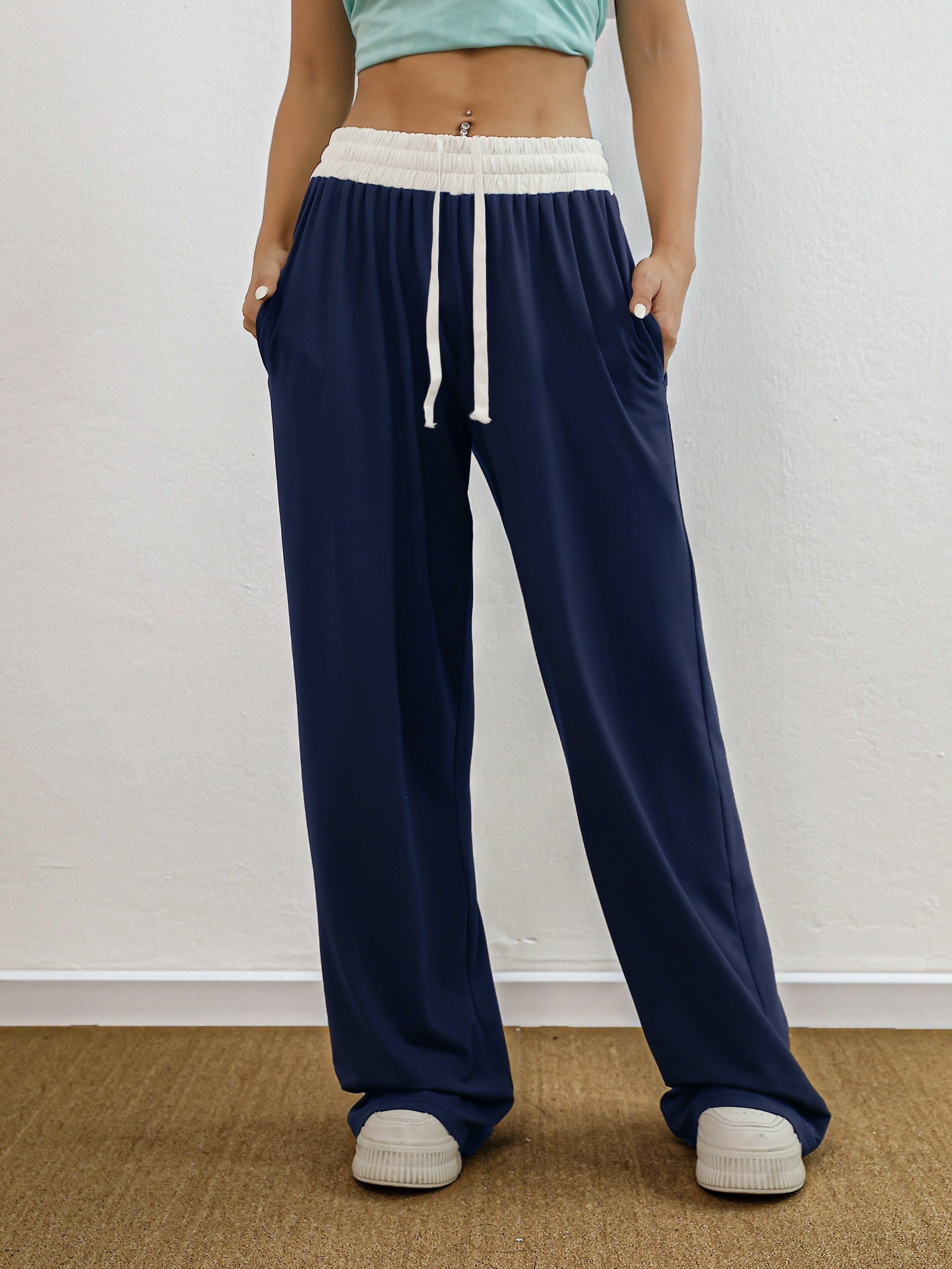 WW | Hohe Stretch Farbkombination Trainingshose Mit Taschen
