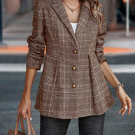 WW | Stilvolle Herbst Klassische Karierte Knopf-Blazer Für Frauen