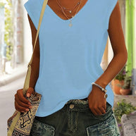 WW | Lässiges, Schlichtes T-Shirt mit V-Ausschnitt