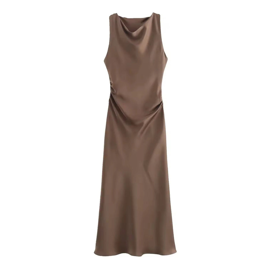 WW | Satin Maxikleid Elegante Drapierung