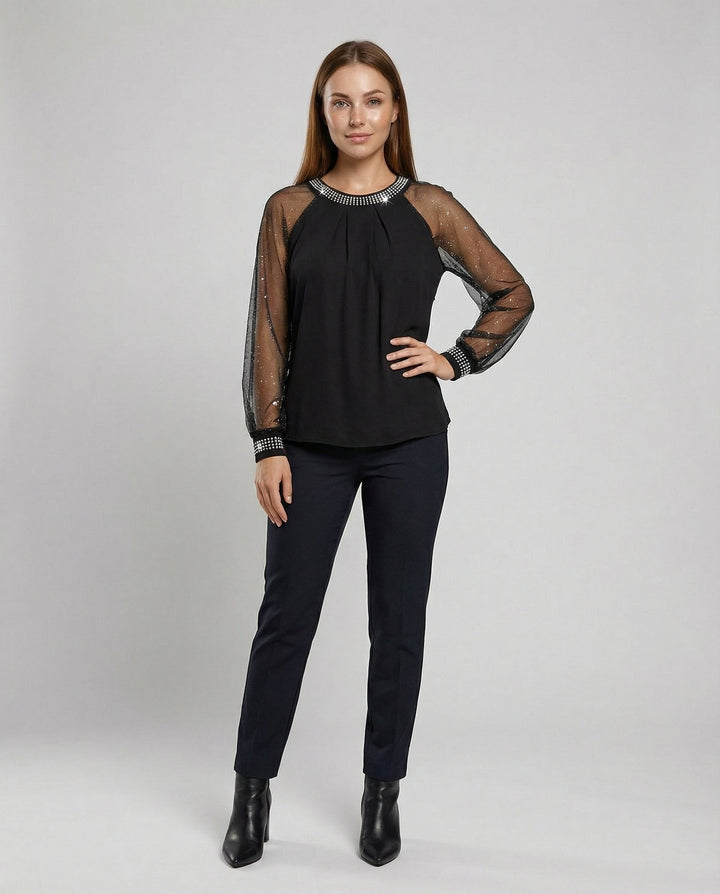 W&W Mode | Stylisches Mesh-Top mit Pailletten