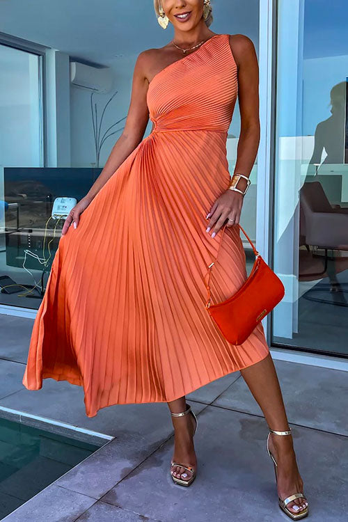 W&W Mode | Rosiedress Ein-Schulter Cut-Out Taille Unregelmäßig Plissiertes Abendkleid