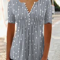 WW | Punkte-Muster T-Shirt mit V-Ausschnitt