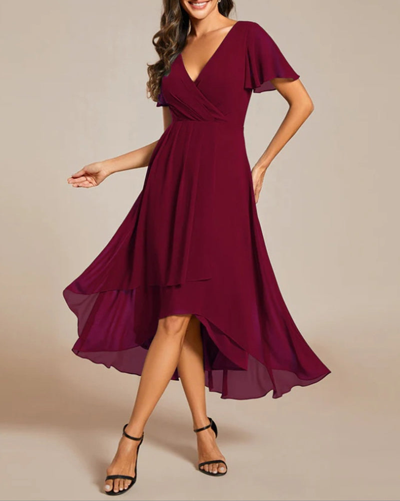 WW | Kleid mit V-Ausschnitt und Rüschenärmeln
