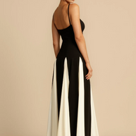 WW | Elegantes zweifarbiges Spaghettiträger-Maxikleid für Damen