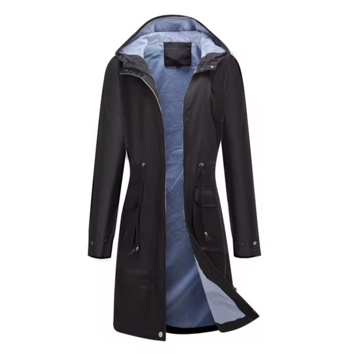 W&W Mode | Lange wasserdichte Jacke mit Kapuze für Damen