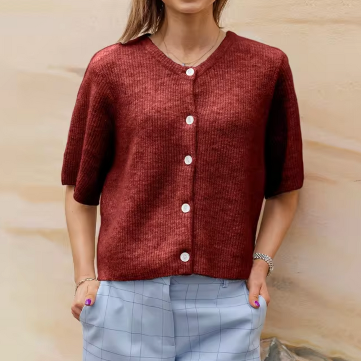 W&W Mode | Kurzes Strick Strickjacke Mit Knöpfen Für Damen