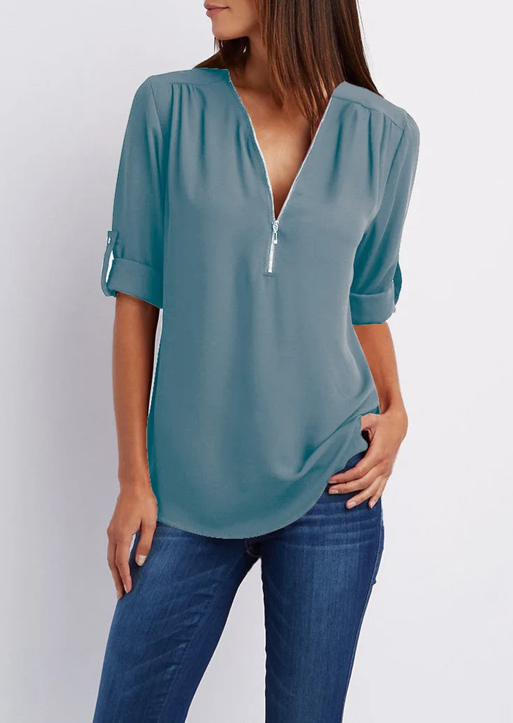 WW | Chiffonbluse mit Reißverschluss