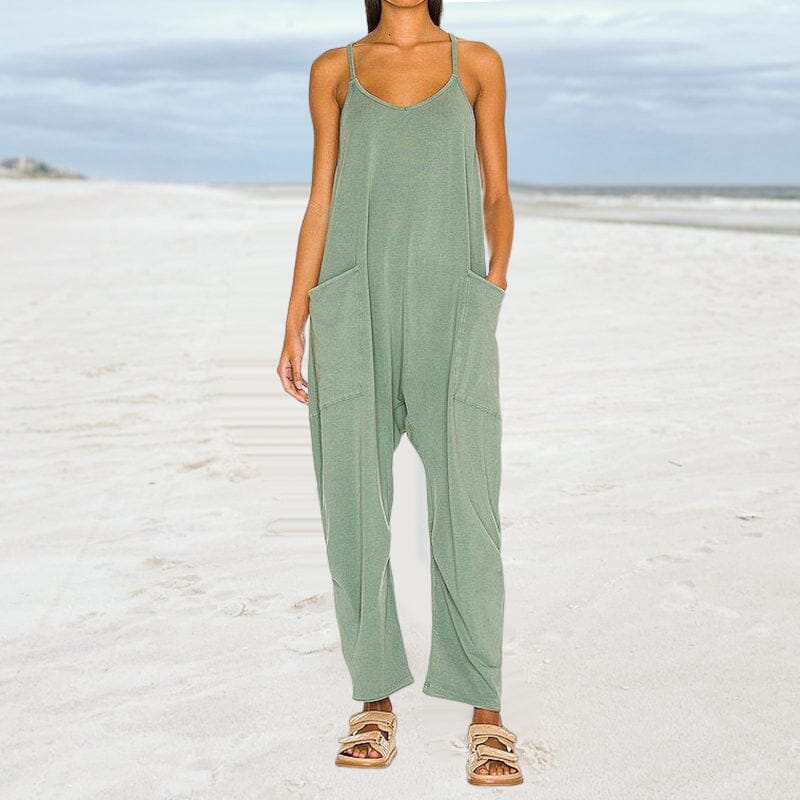 WW | Locker Weites Bein Ärmelloser Jumpsuit Für Damen