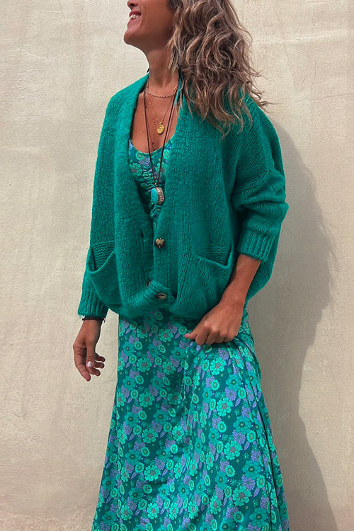 W&W Mode | Rosiedress Solid Knopfverschluss Taschen Pullover Cardigan