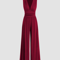 WW | Eleganter Damen Jumpsuit Mit V-Ausschnitt Für Frauen