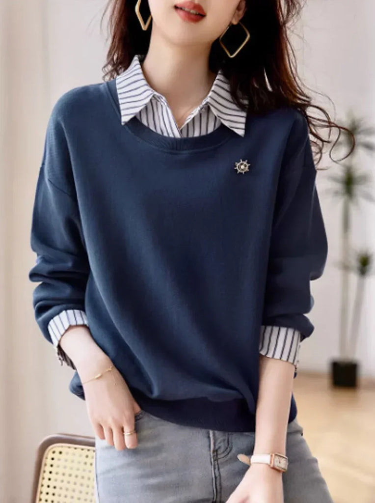 WW | Sweatshirt Leger Patchwork Gestreept Sweatshirt