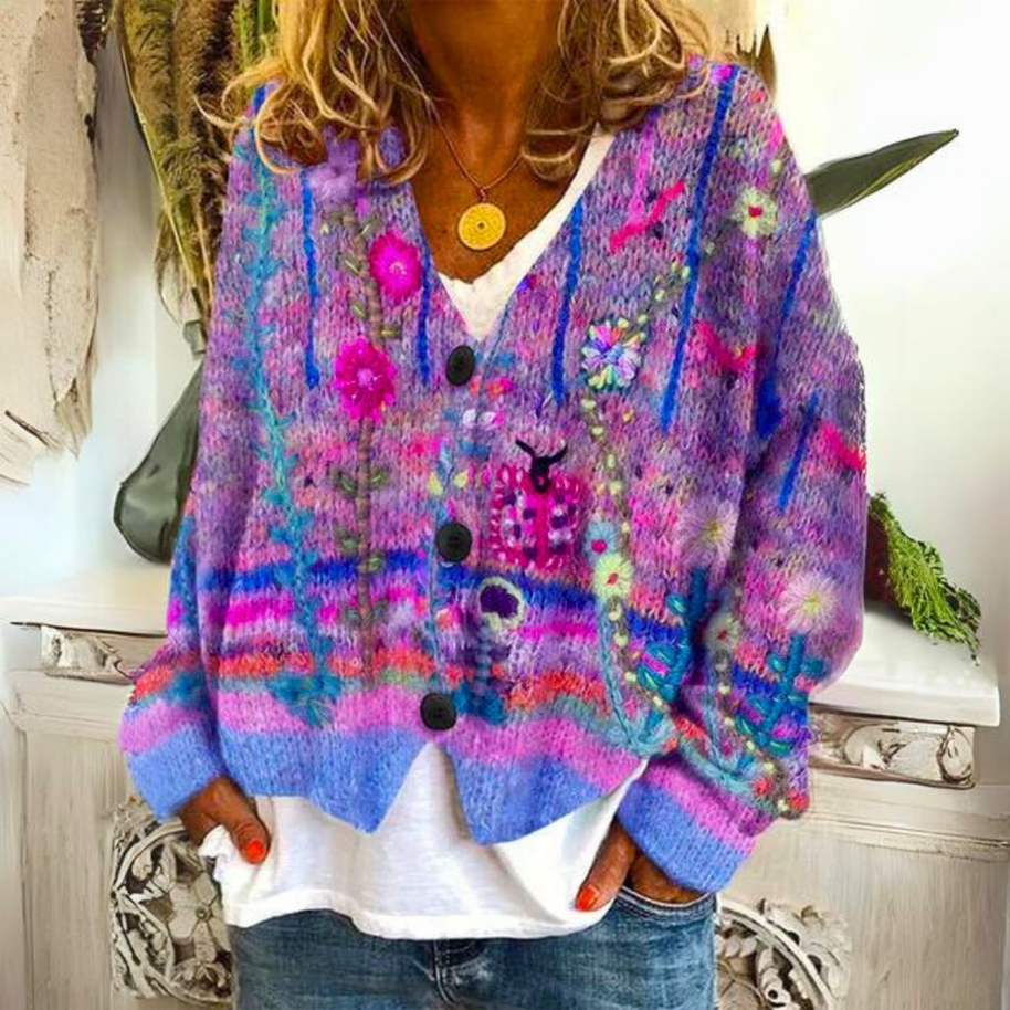 WW | Luxuriöse bedruckte Strickjacke