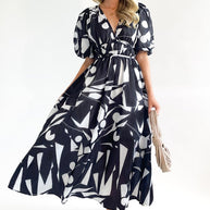 WW | Real Love Print Puffärmel Maxi Kleid
