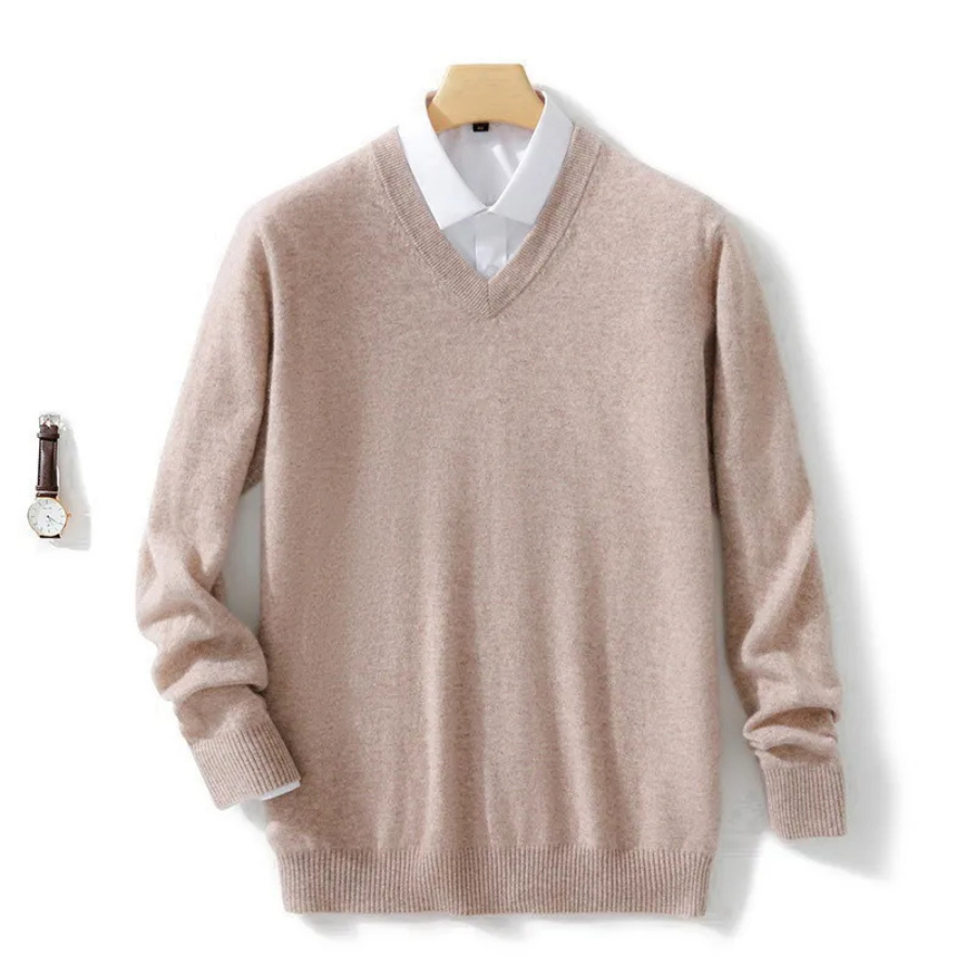 WW | Herren Wollpullover Mit V-ausschnitt Und Weichem Strick