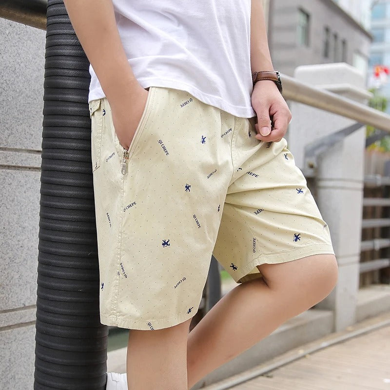 WW | Herren Blau Beige Badehose Mit Reißverschlusstaschen Männer Sommer Shorts