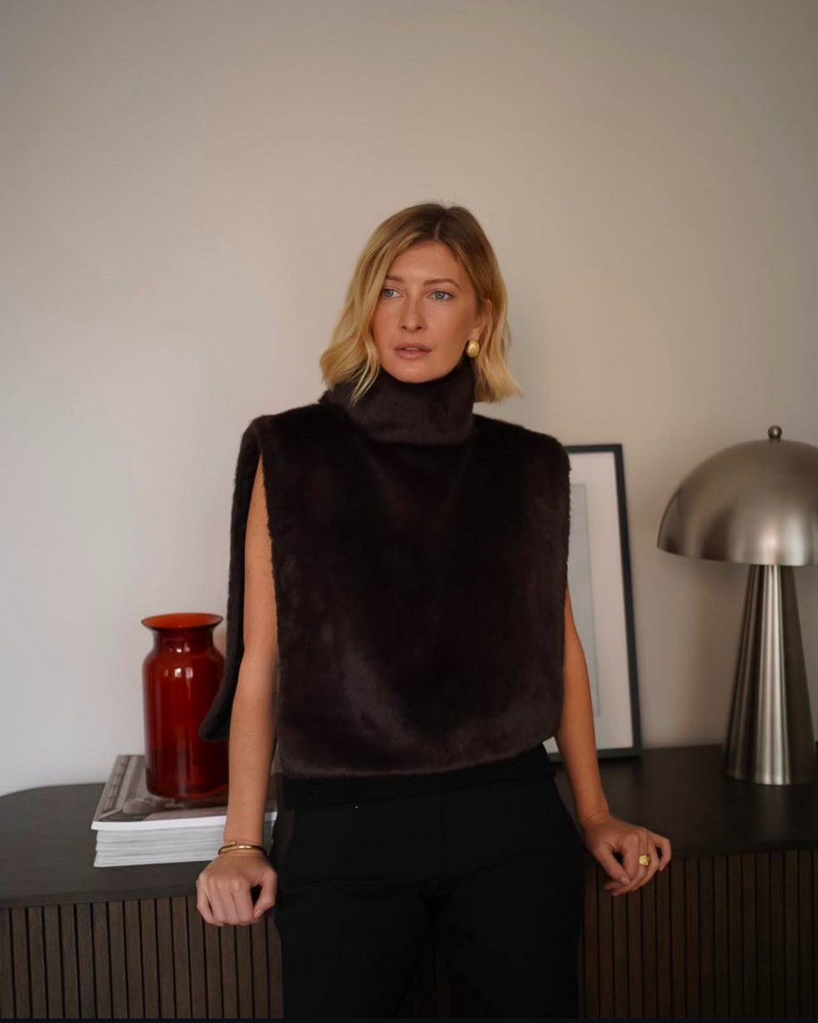 WW | Pelz Rollkragenweste - Damen - Weich und Elegant mit Luxuriösem Aussehen