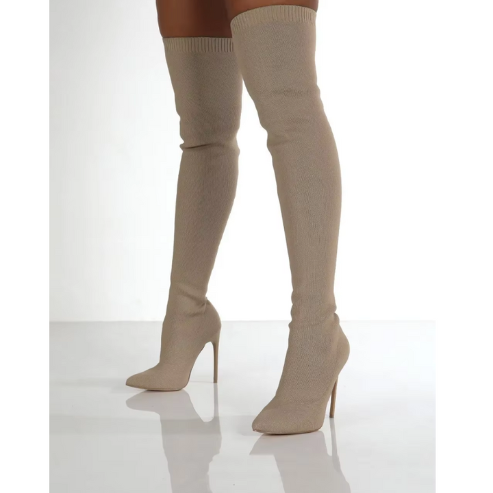 W&W Mode | Overknee Stretch Stiletto Stiefel Elegante Damen Stiefel