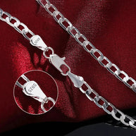 WW | Sterling Silber 4mm Flache Kette Für Herren
