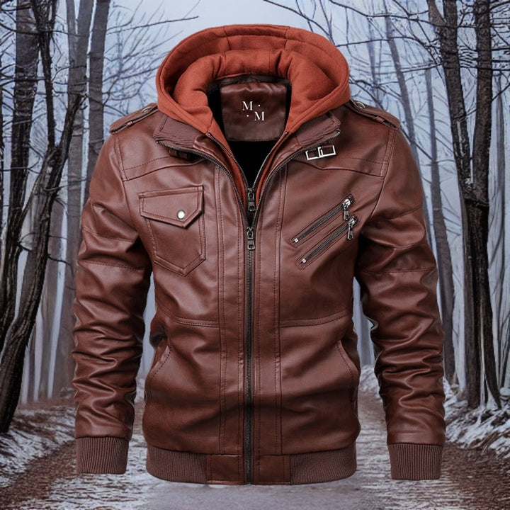 W&W Mode warme Lederjacke mit Kapuze