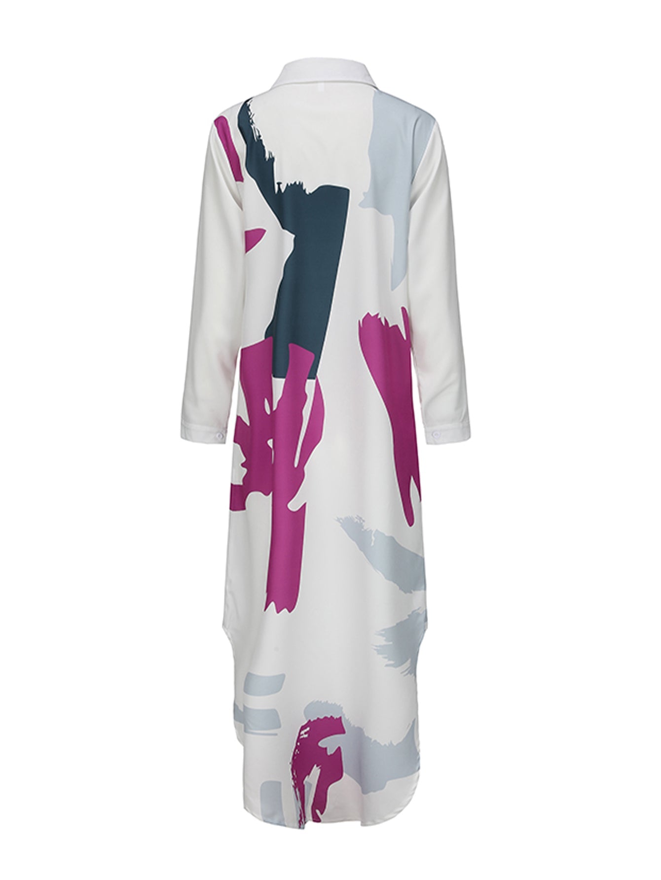 WW | Langarm Hemdkragen Kleid mit Muster in Lila