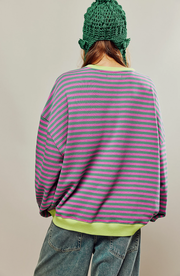 WW | Lässiges Gestreiftes Sweatshirt Mit Kontrastierenden Akzenten Für Damen