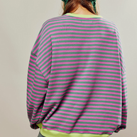 WW | Lässiges Gestreiftes Sweatshirt Mit Kontrastierenden Akzenten Für Damen