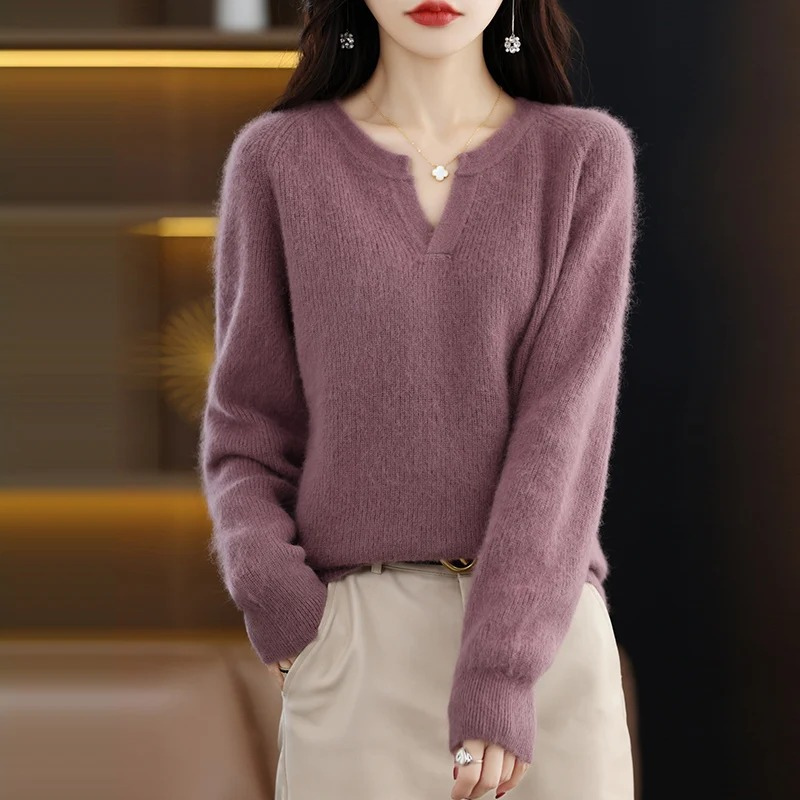 WW | Kaschmir Pullover Damen V-ausschnitt Weicher Und Luxus Gestrickter Pullover