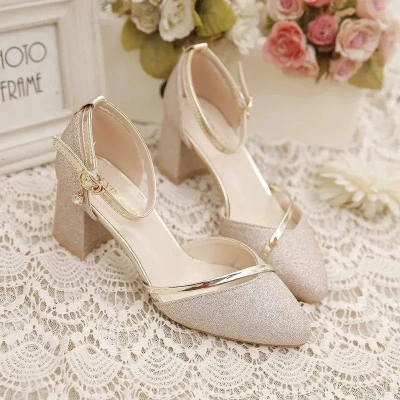 WW | Elegante Damen Schuhe Blockabsatz Mit Riemchen