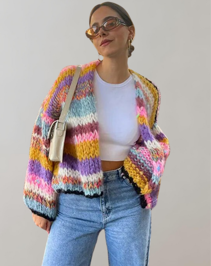 W&W Mode | Übergroße Und Bunte Strickjacke