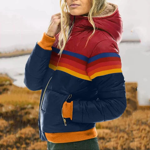 WW | Damen Winter Daunenjacke - Mit Retro-Streifen