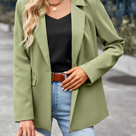 WW | Damen Blazer mit Einem Knopf, Langen Ärmeln, Tailliertem Schnitt, Lässig Chic