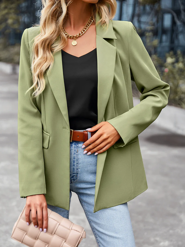 WW | Damen Blazer mit Einem Knopf, Langen Ärmeln, Tailliertem Schnitt, Lässig Chic