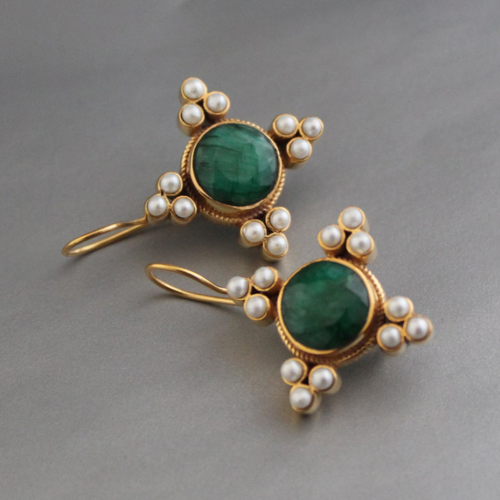 WW | Perle Weinlese Tropfen Ohrringe Vergoldet