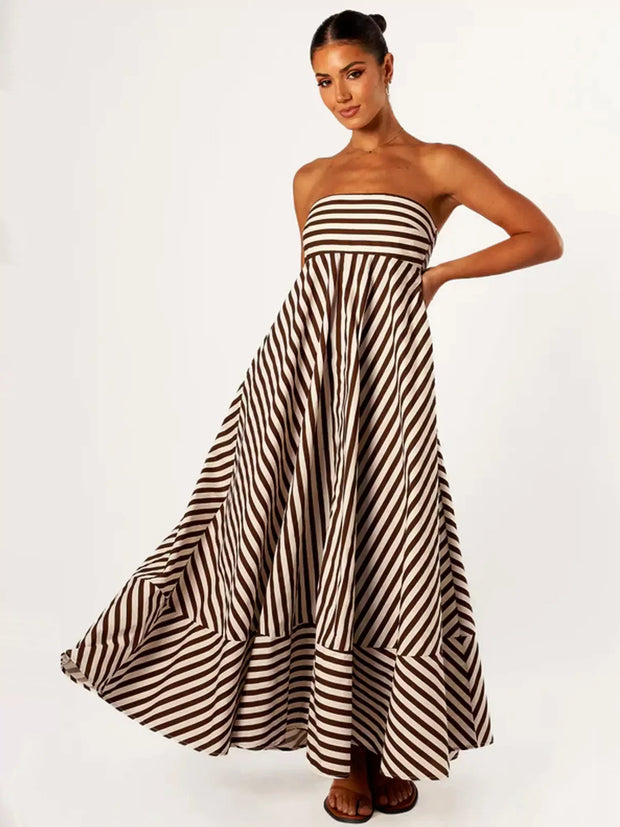 WW | Trägerloses Gestreiftes Maxikleid für Frauen