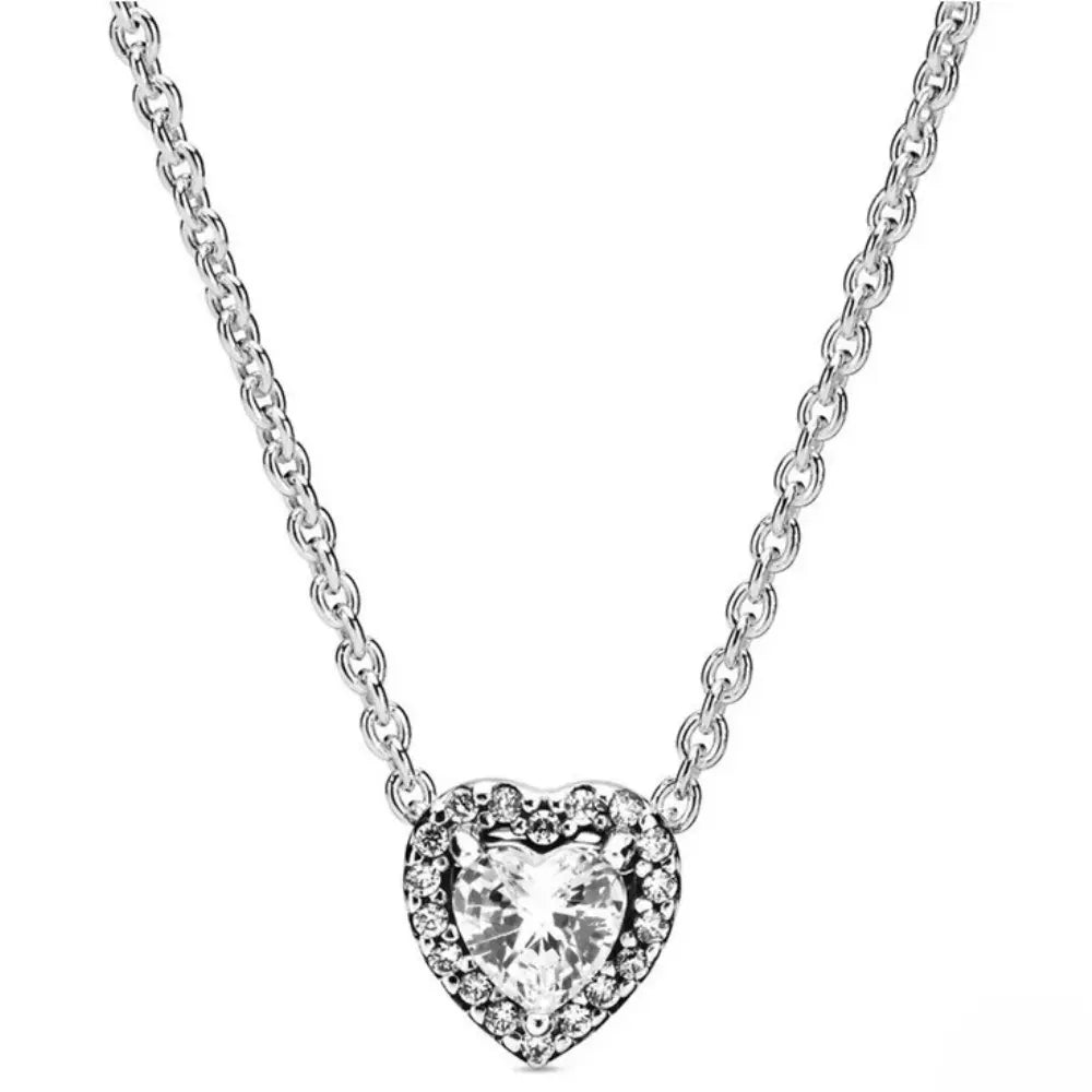 WW | Sterling Silber Augenverbländende Herzförmige Anhänger Kette Für Damen