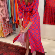 WW | Hemdkleid mit V-Ausschnitt und 3/4 Ärmeln