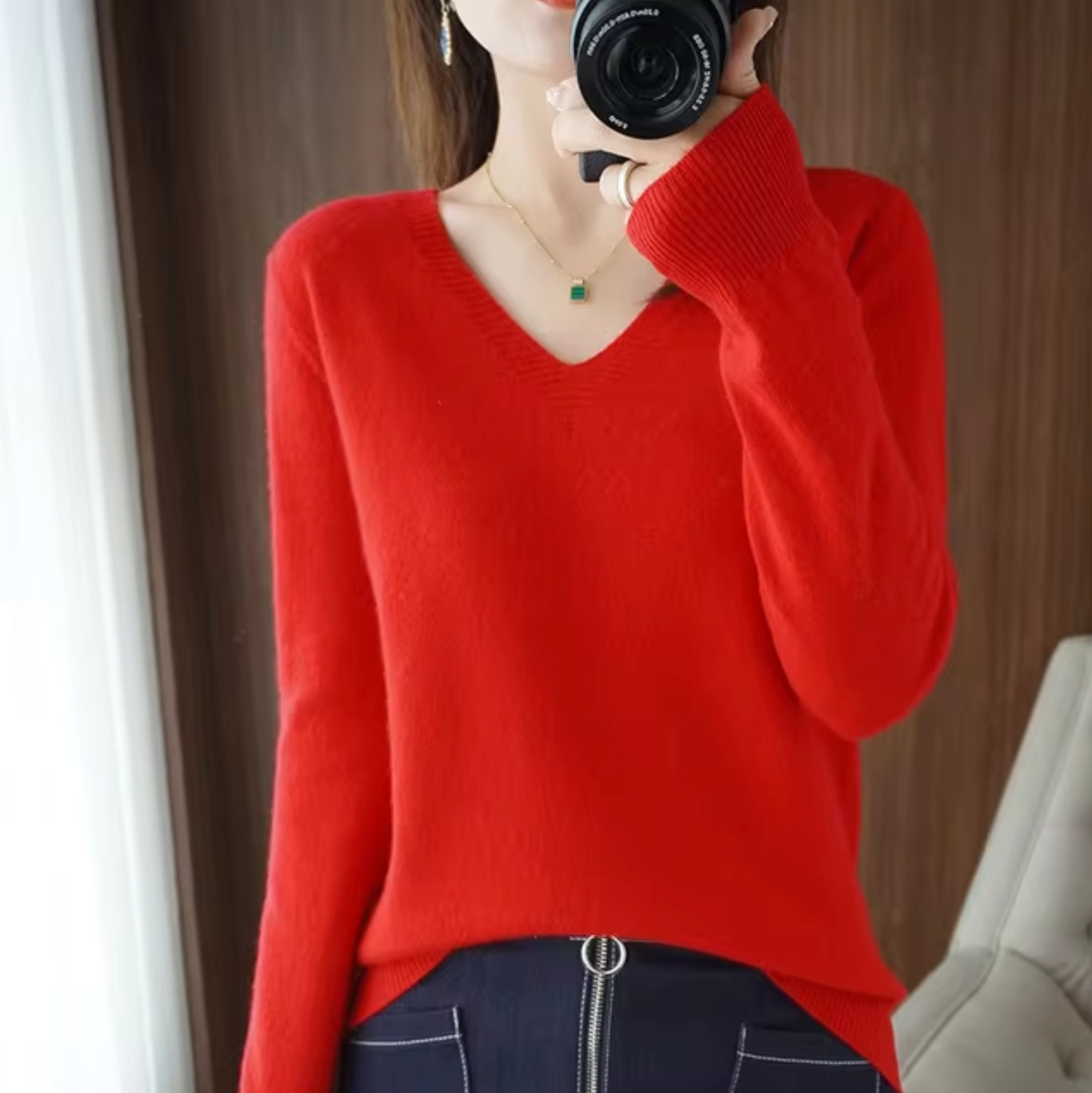 WW | V-Ausschnitt Strickpullover