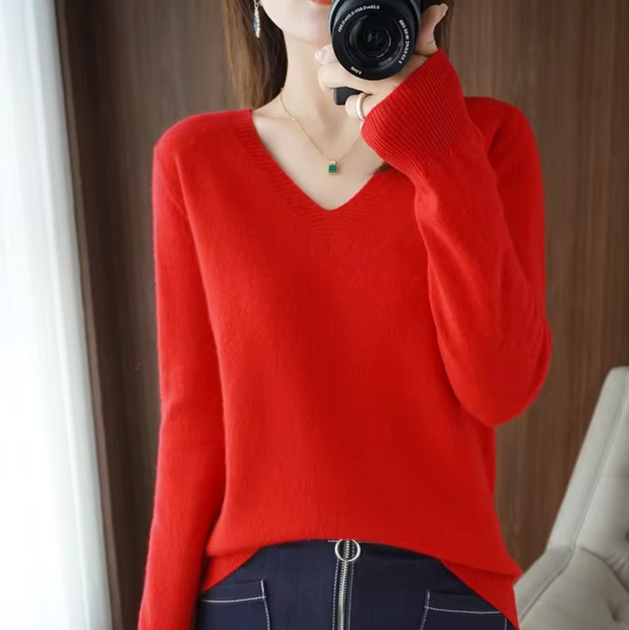 WW | V-Ausschnitt Strickpullover