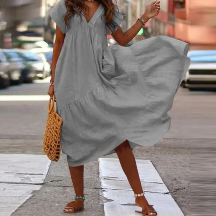 W&W Mode – Blusenkleid im Maxi-Stil mit V-Ausschnitt und Rüschen