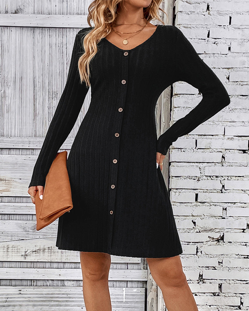 WW | Schwarzes Kleid mit Langen Ärmeln
