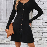 WW | Schwarzes Kleid mit Langen Ärmeln